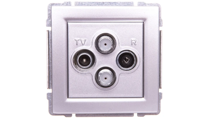 KOS66 Gniazdo antenowe podwójne TV/SAT/SAT aluminium 664078
