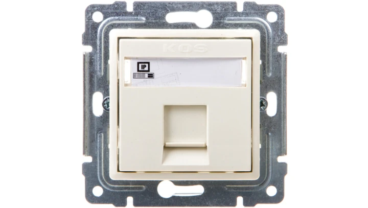 VENA Gniazdo komputerowe pojedyncze RJ45 kat.5e nieekranowane krem 510365