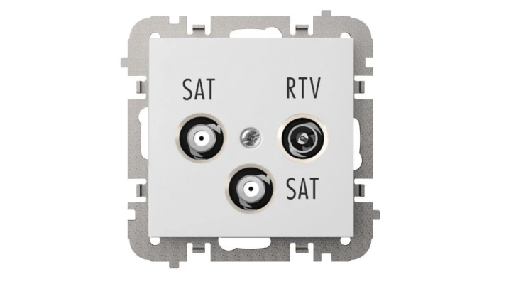 SANTRA Gniazdo antenowe R-TV-2xSAT końcowe bez ramki podtynkowe biały 4160-10