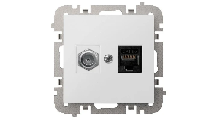 SANTRA gniazdo komputerowe RJ45+FF bez ramki podtynkowe biały 4190-10