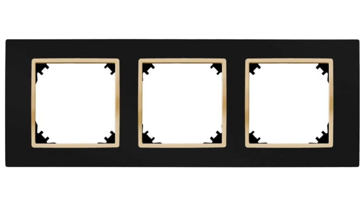 SANTRA ramka potrójna czarny/złoty 4173-47