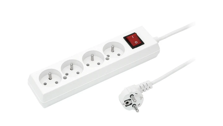 Przedłużacz z wyłącznikiem 4-gniazda z/u 16A 1,5m /OMY 3x1,5/ biały PS-470WS T-973270