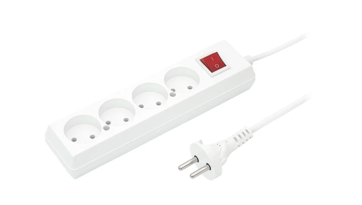 Przedłużacz z wyłącznikiem 4-gniazda b/u 10A 3m /OMY 2x1/ biały PS-460WS T-105920