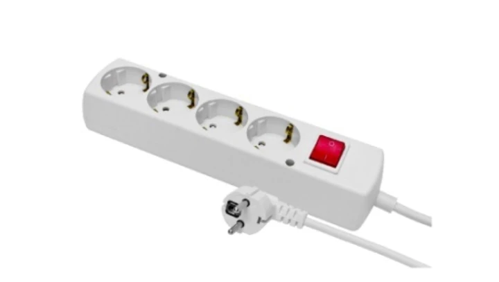 Przedłużacz z wyłącznikiem 4-gniazda z/u Schuko 16A 5m /H05VV-F 3x1,5/ biały PS-470S WS T-973490