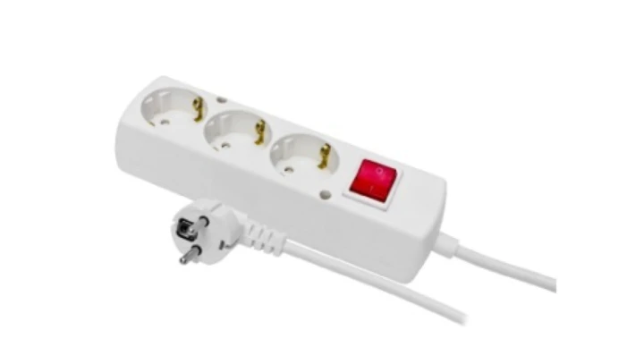 Przedłużacz z wyłącznikiem 3-gniazda z/u Schuko 16A 3m /H05VV-F 3x1,5/ biały PS-370S WS T-972530