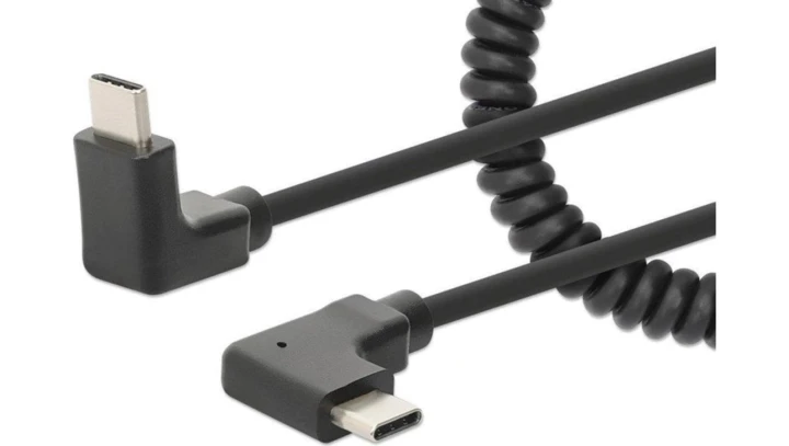 Kabel spiralny kątowy USB-C 60W/3A do Szybkiego Bezpiecznego Ładowania