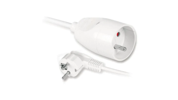 Przedłużacz z jednokrotnym gniazdem 2p+Z 1,5m biały , T-105040