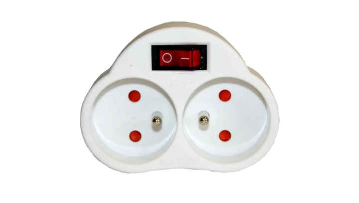 Rozgałęźnik 2-gniazdowy - 2x2P+Z z podświetleniem, z wyłącznikiem, z uziemieniem, biały / 12086