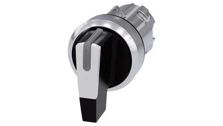 Przełącznik długie pióro 3 pozycyjny 22mm bez samopowrotu możl podświetlenie czarny/biały metal SIRIUS ACT 3SU1052-2CL60-0AA0