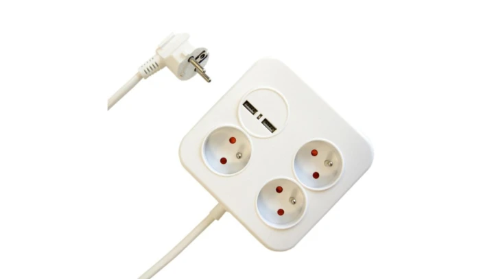 Przedłużacz Power Square 3 gniazda + 2xUSB (2,4A-12W) 1,4m 3x1,0mm OWY, biały 34105