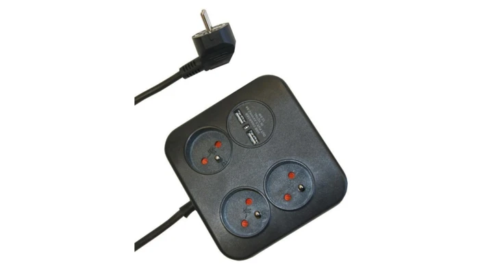 Przedłużacz Power Square 3gniazda + 2xUSB (2,4A-12W) 1,4m 3x1,0mm OWY, grafit 34104