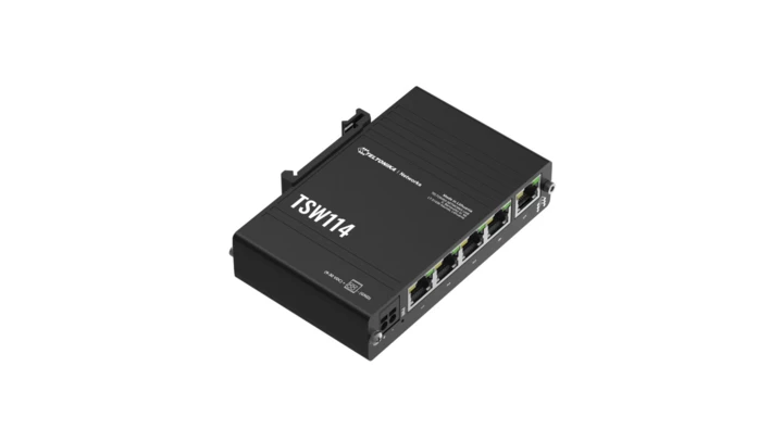 Switch 5x RJ45 1000Mb/s, szyna DIN Teltonika TSW114