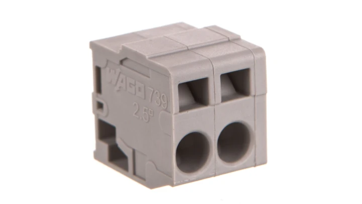 Listwa zaciskowa do płytek drukowanych 2-biegunowa szara raster 5mm 739-102 /100szt./