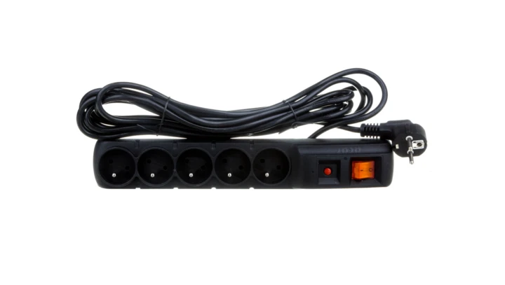 Przedłużacz przeciwprzepięciowy 5-gniazd z/u ACAR F5 5m czarny
