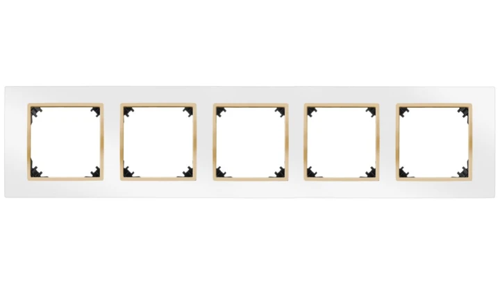 VESTRA ramka pięciokrotna IP20 biały/złoty 3875-27