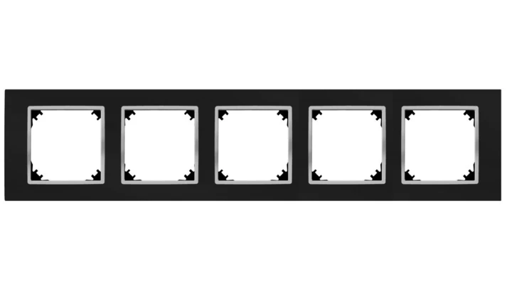 SANTRA ramka pięciokrotna IP20 czarny/chrom 4175-46