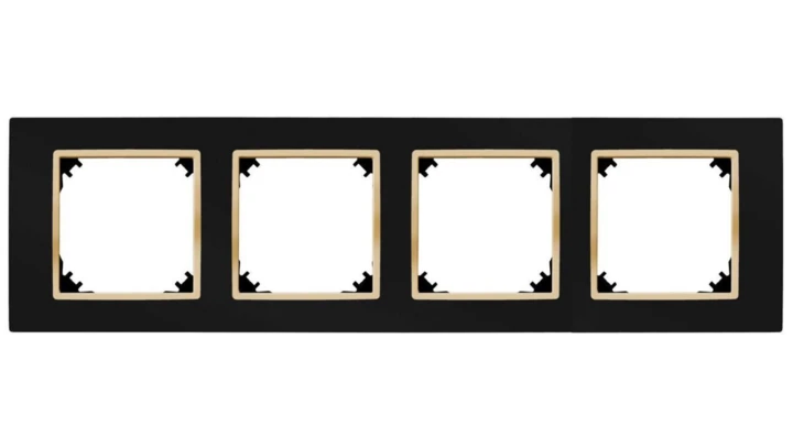 SANTRA ramka czterokrotna IP20 czarny/złoty 4174-47