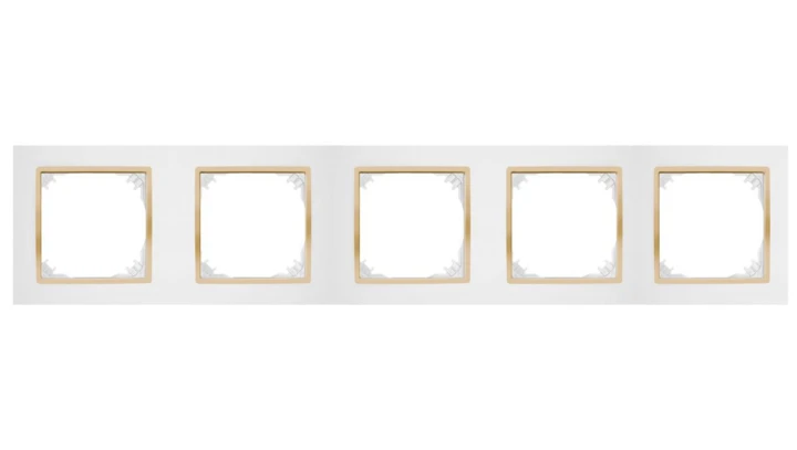 SANTRA ramka pięciokrotna IP20 biały/złoty 4175-27