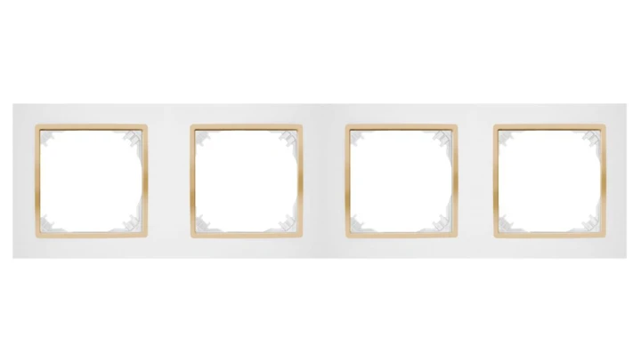 SANTRA ramka czterokrotna IP20 biały/złoty 4174-27