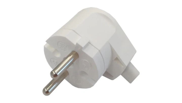 Wtyczka kątowa biała bez uziemienia 2P IP20 250V 16 A 24032