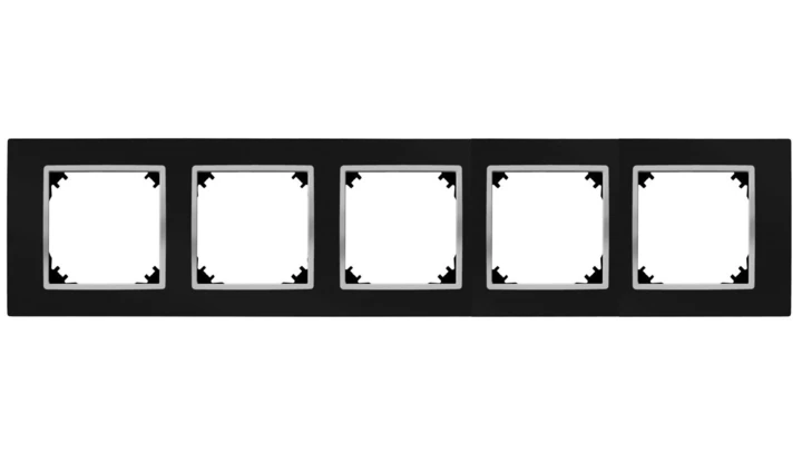 VESTRA ramka pięciokrotna IP20 czarny/chrom 3875-46