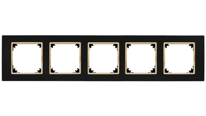 VESTRA ramka pięciokrotna IP20 czarny/złoty 3875-47