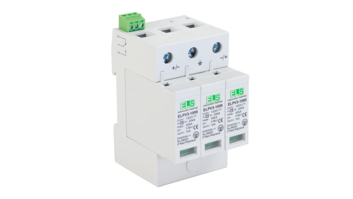 Ogranicznik przepięć Typ 2 4P 20/40kA do fotowoltaiki 1000/1200V / ELPV3-1000