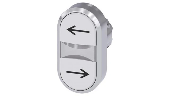 Przycisk podwójny 22mm metal biały/biały strzałki lewo/prawo przyciski płaskie z samopowrotem SIRIUS ACT 3SU1050-3AB66-0AM0