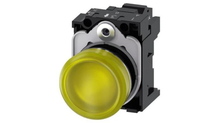 Lampka sygnalizacyjna kompletna 22mm żółta LED 230V AC metal przył sprężynowe SIRIUS ACT 3SU1156-6AA30-3AA0