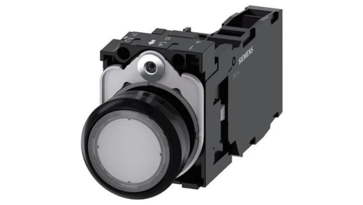 Przycisk podświetlany, 22 mm, okrągły, plastikowy, przezroczysty, płaski, z zestykiem chwilowym, z uchwytem, ​​ ​​1 NO+1 NC