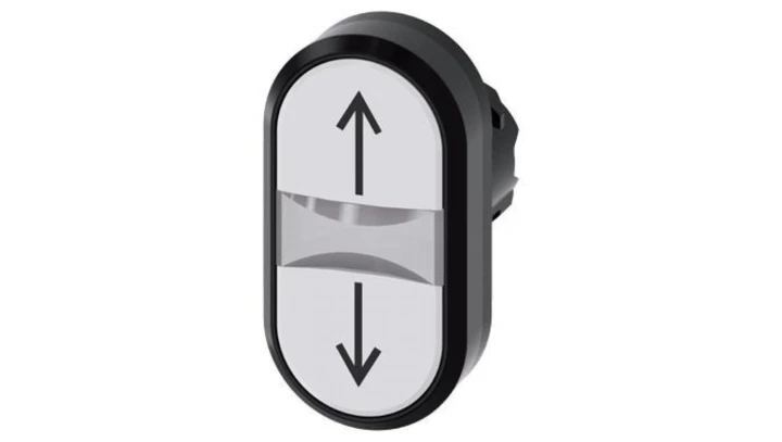 Przycisk podwójny 22mm tworzywo biały/biały strzałki góra/dół przyciski płaskie z samopowrotem SIRIUS ACT 3SU1000-3AB66-0AN0