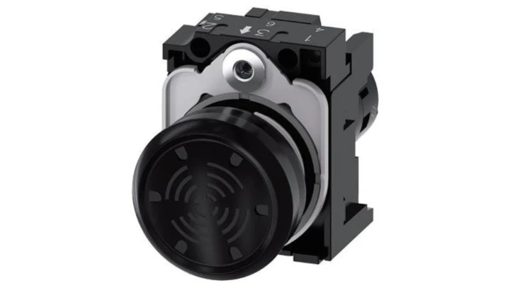 Brzęczyk kompaktowy 22mm dźwięk ciągły 45kHz 75dB 24V AC-DC IP69 tworzywo z uchwytem przył śrub SIRIUS ACT 3SU1200-6LB10-1AA0