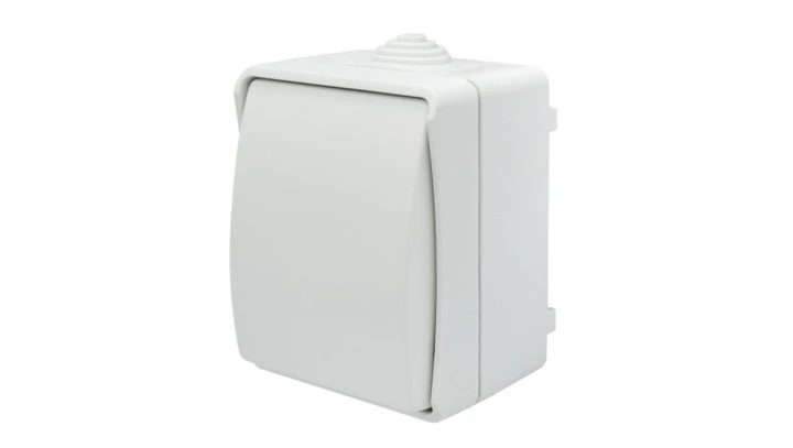 Łącznik pojedynczy zwierny dzwonek natynkowy Aqua Plus IP54 biały 40222