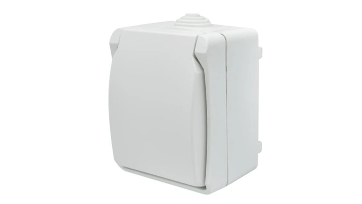 Gniazdo pojedyncze z uziemieniem natynkowe z klapką Aqua Plus IP54 białe 40224