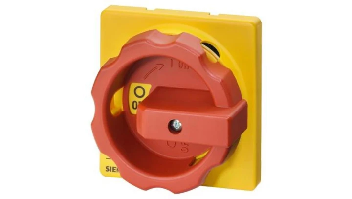 Pokrętło obrotowe żółto-czerwone do rozłączników 3LD20/21/22 montowanych tablicowo na 4 otwory 3LD9224-3B