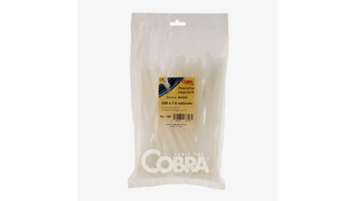 Opaska kablowa otwierana wielokrotnie biała 300x7.6 COBRA /100szt./ 962104