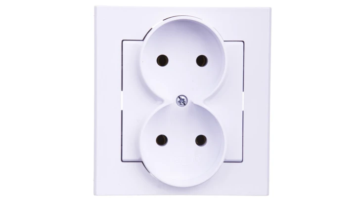 SONATA Gniazdo podwójne kompletne z ramką biały mat GP-2R/75