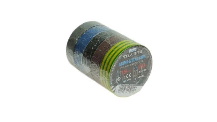 Taśma izolacyjna mix kolorów PVC 19mm 20m TI-19/20/MIX KOLOR W-05130 /kpl 5 różnych kolorów/