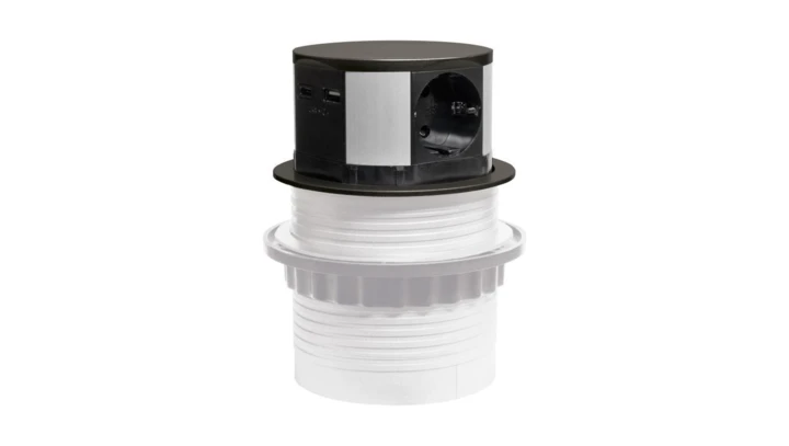 Gniazdo meblowe do zabudowy 3 złącza wtyczkowe schuko 1xUSB A 1xUSB C GMZ-5AO W-72014