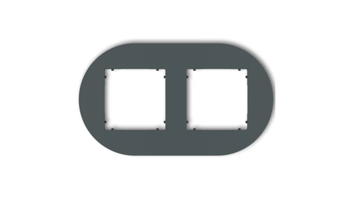 MINI Ramka uniwersalna podwójna okrągła z tworzywa grafitowy mat 28MRTO-2