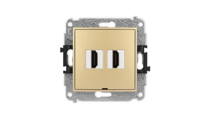 MINI Mechanizm gniazda podwójnego HDMI 2.1, 8K, bez pola opisowego złoty 29MHDMIBO-6