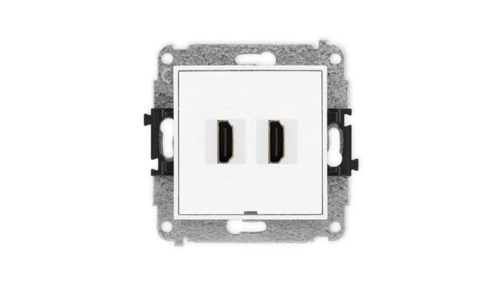 MINI Mechanizm gniazda podwójnego HDMI 2.1, 8K, bez pola opisowego biały MHDMIBO-6