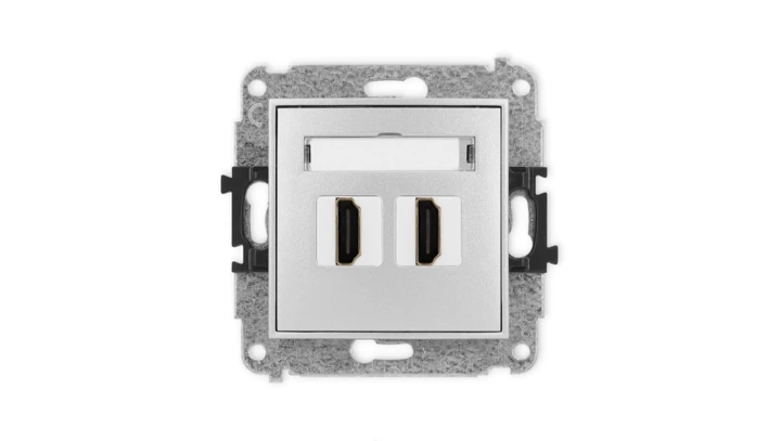 ICON Mechanizm gniazda podwójnego HDMI 2.1, 8K srebrny metalik 7IHDMI-6