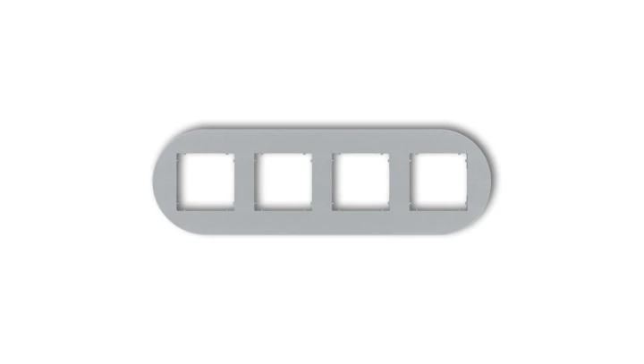 MINI Ramka uniwersalna poczwórna okrągła z tworzywa srebrny metalik 7MRTO-4