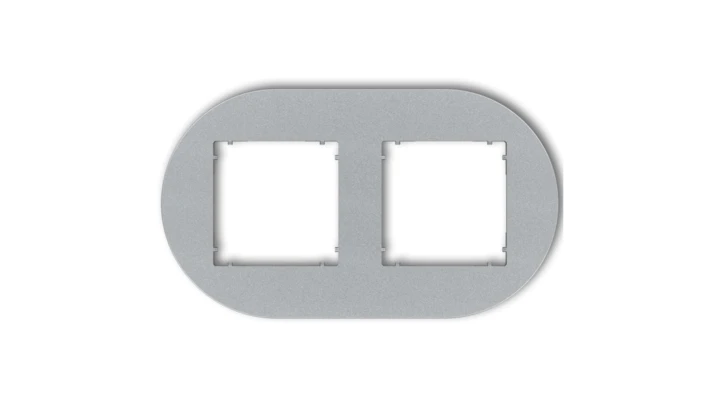 MINI Ramka uniwersalna podwójna okrągła z tworzywa srebrny metalik 7MRTO-2