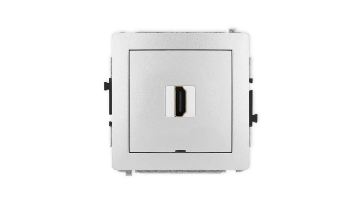 DECO Mechanizm gniazda pojedynczego HDMI 2.1, 8K, bez pola opisowego srebrny metalik 7DHDMIBO-5