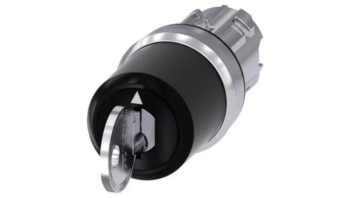 Key-operated switch IKON, 22 mm, round, metal, 3 switch positions I-O-II 3SU1050-5XL11-0AA0