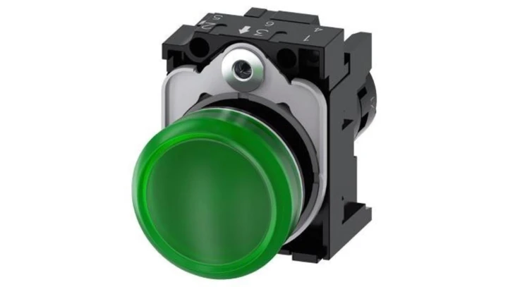 SIRIUS ACT LAMPKA SYGNALIZACYJNA KOMPAKTOWA, 22MM, OKRĄGŁA, TWORZYWO, ZIELONA, Z SOCZEWKĄ, GŁADKA, Z UCHWYTE 3SU1201-6AB40-1AA0