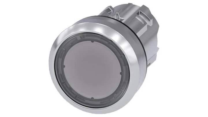 Przycisk 22 mm, round, metal, shiny, clear, pushbutton, flat, momentary contact type 3SU1051-0AB70-0AA0