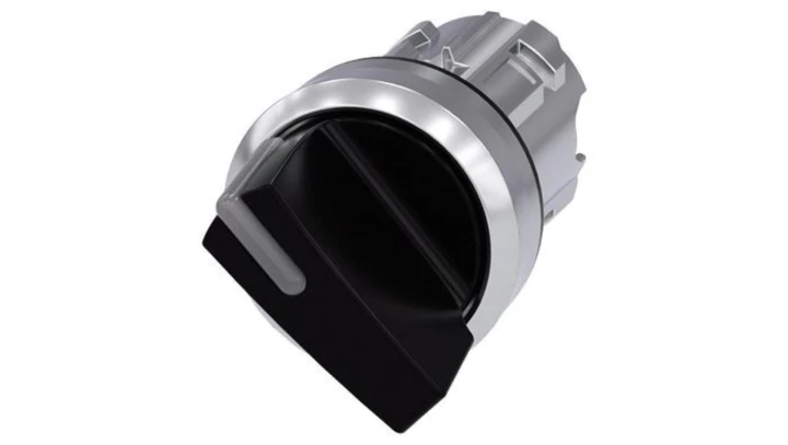 Wyłącznik silnikowy 22 mm, round, metal shiny, black, Selector switch short, 2 switch positions 3SU1052-2BC10-0AA0